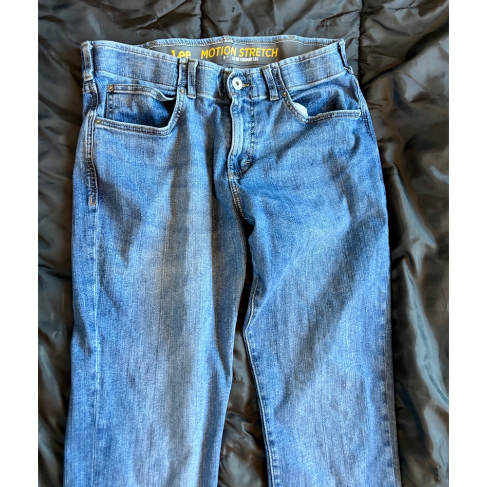 Lee Motion Stretch Regular Fit Straight Leg Mens Jeans Medium Wash Blue Denim